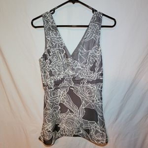 Banana Republic blouse, size 0, grey & white